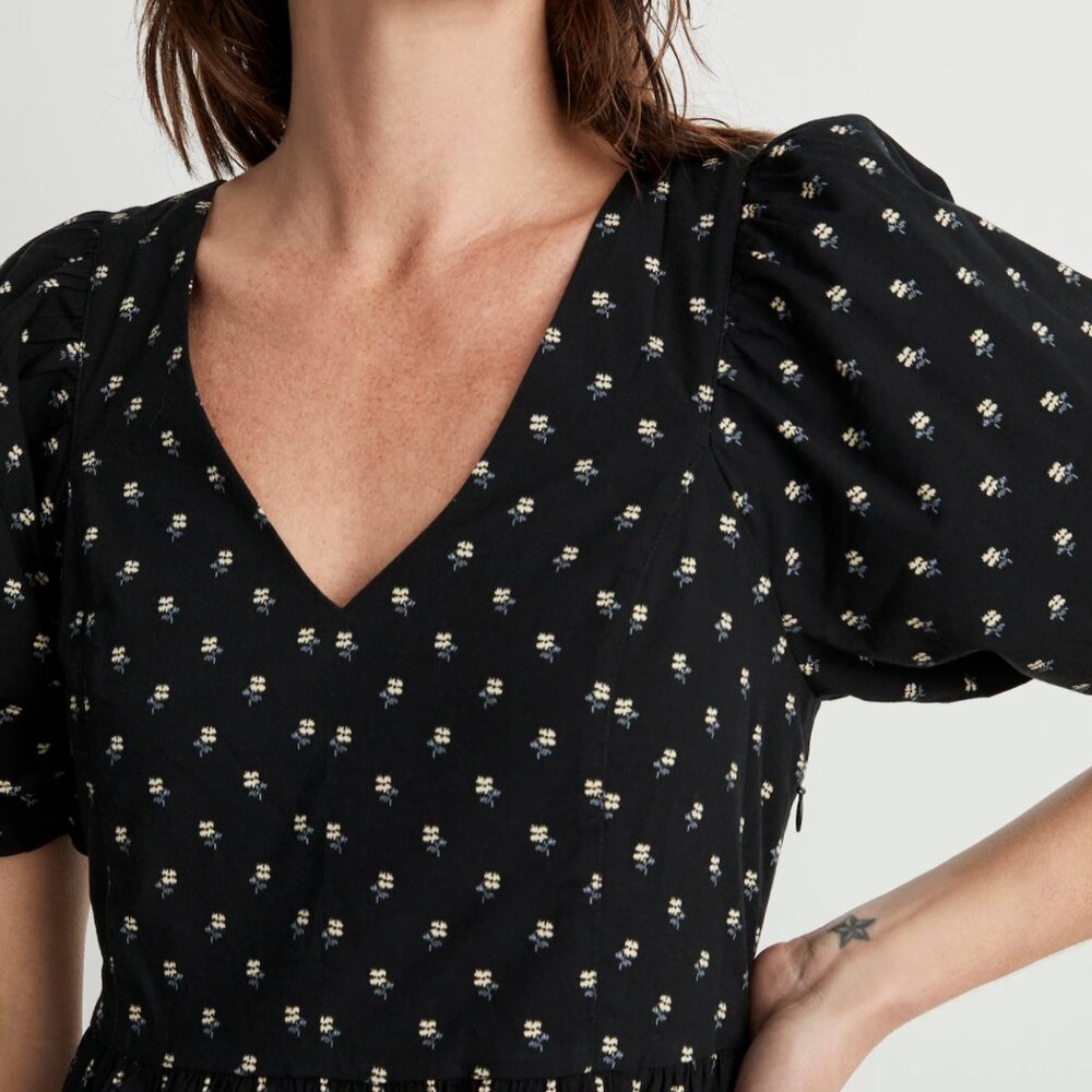 Madewell V-Neck Puff-Sleeve Mini Dress in Floral Ikat - Picture 2 of 8